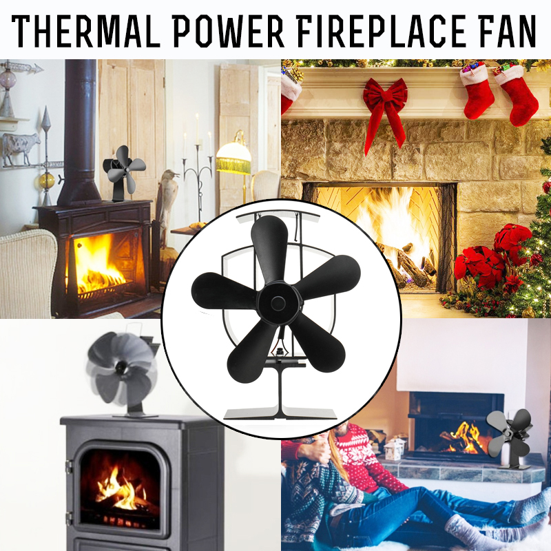 Eco Fireplace Fresh 5 Blade Heat Powered Wood Stove Fan 1100rpm Ultra Quiet Fireplace Wood Burning Eco Fan