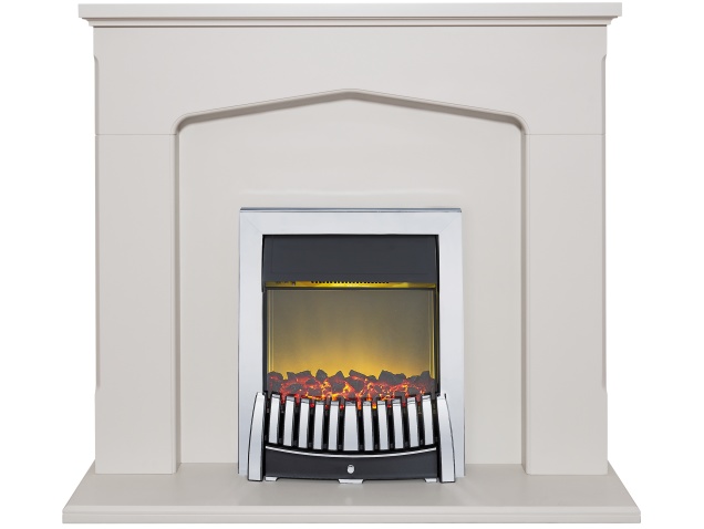 adam cotswold fireplace suite in stone effect with elise electric fire in chrome 48 inch
