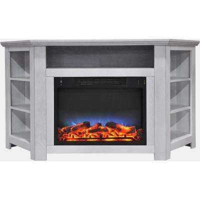 Electric Fireplace Corner Units Luxury Stratford 56 In Electric Corner Fireplace In White with Led Multi Color Display