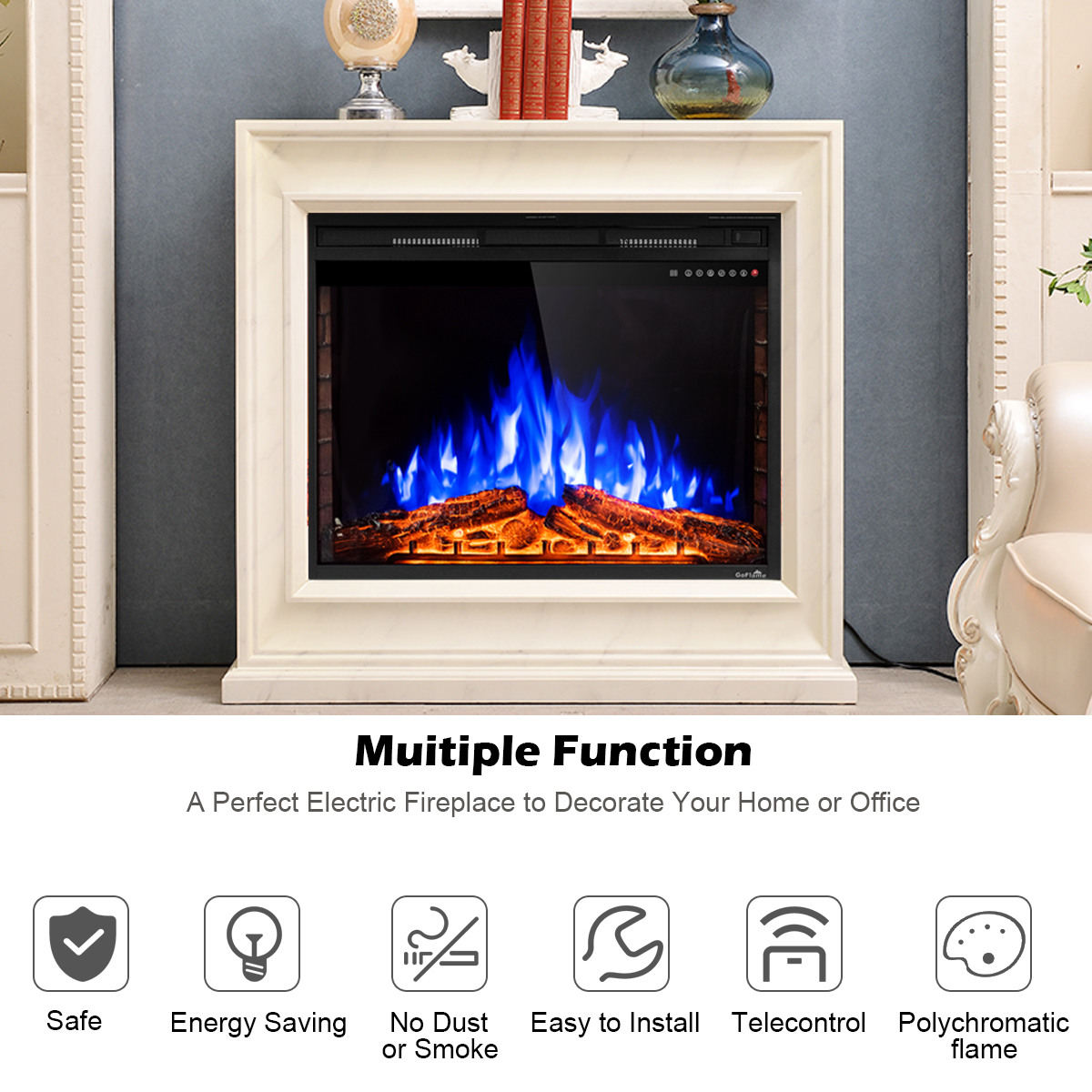 Electric Fireplace Insert with Heater Fresh Costway Goflame 36 750w 1500w Fireplace Heater Electric Embedded Insert Timer Flame Remote