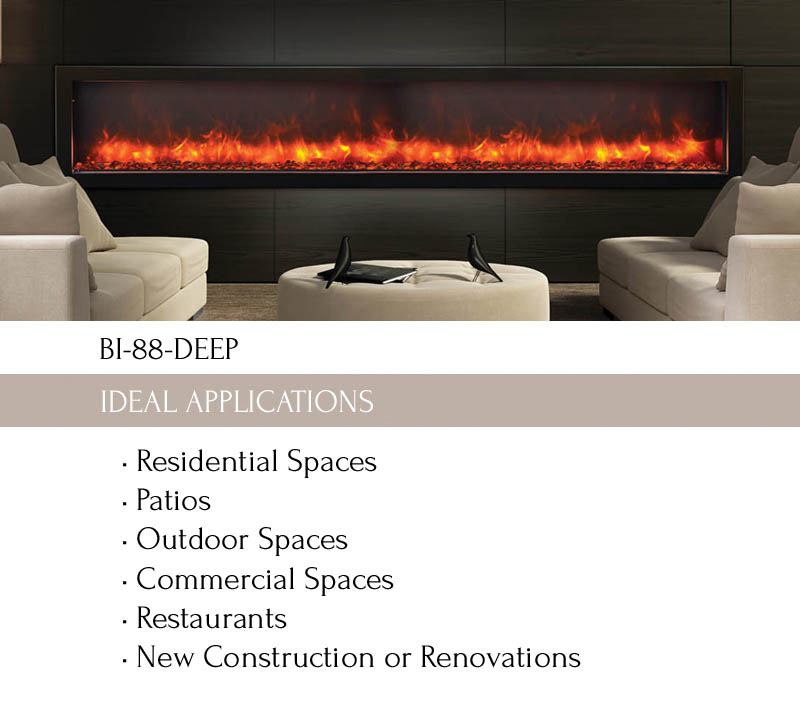 Electric Fireplace Inserts with Blower Luxury Bi 88 Deep Electric Fireplace Indoor Outdoor Amantii