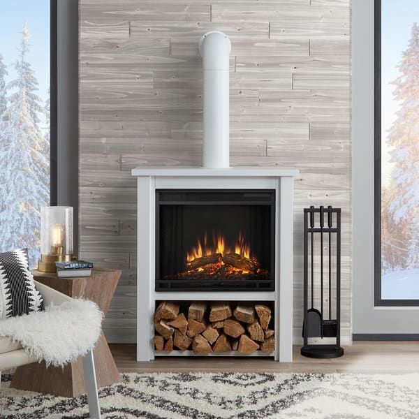 Electric Fireplace Modern Lovely Real Flame Hollis Electric 17" W X 32" L Fireplace White