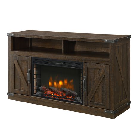 Electric Fireplace Real Flames Lovely Muskoka Aberfoyle 53" Media Electric Fireplace Rustic Brown Finish