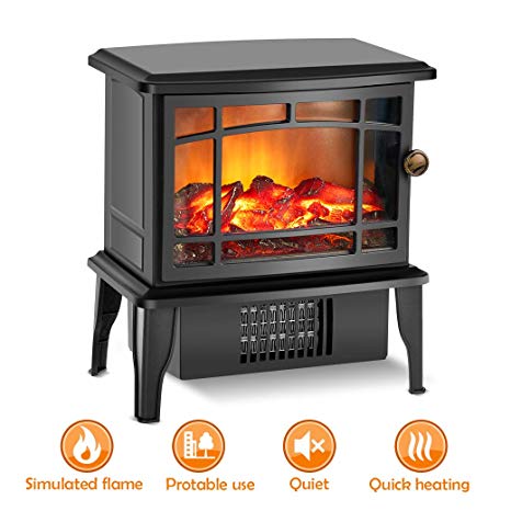 TRUSTECH Upgrade Electric Fireplace Heater 9 9" Portable Stove Heater 500W Infrared Space Heater Overheating Safety & Fan Settings 3D Flame Free 61er16 rYIL SX466