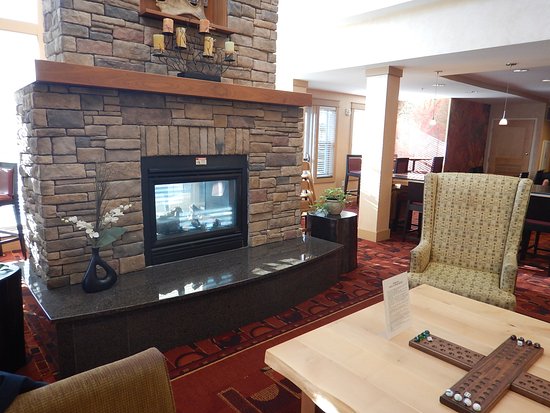 fireplace in the lobby