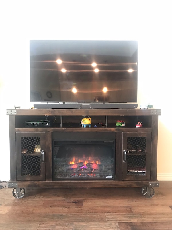 Entertainment Console with Fireplace Luxury Rustic Tv Stand and Electric Fireplace