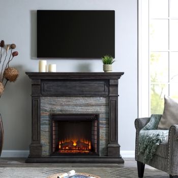 Entertainment System with Fireplace Unique Baldwin Faux Stone Media Fireplace Dark Grey