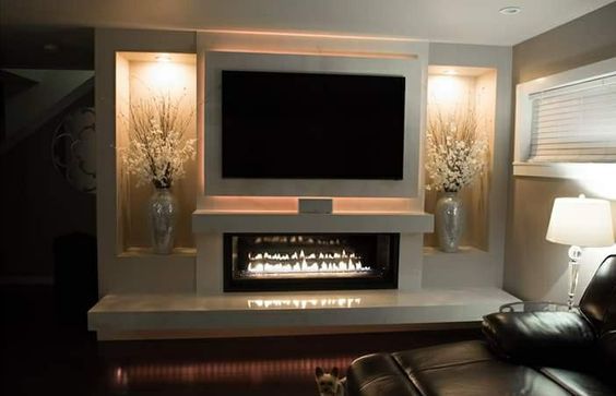 Entertainment Wall with Fireplace New New Elegant Modern Linear Fireplace with Floating Tv Wall