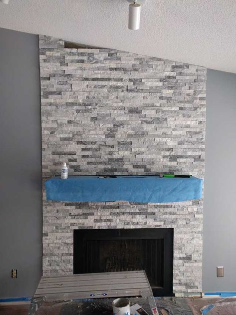 Fake Stone Fireplace Lovely I Built A Stacked Stone Fireplace Surround
