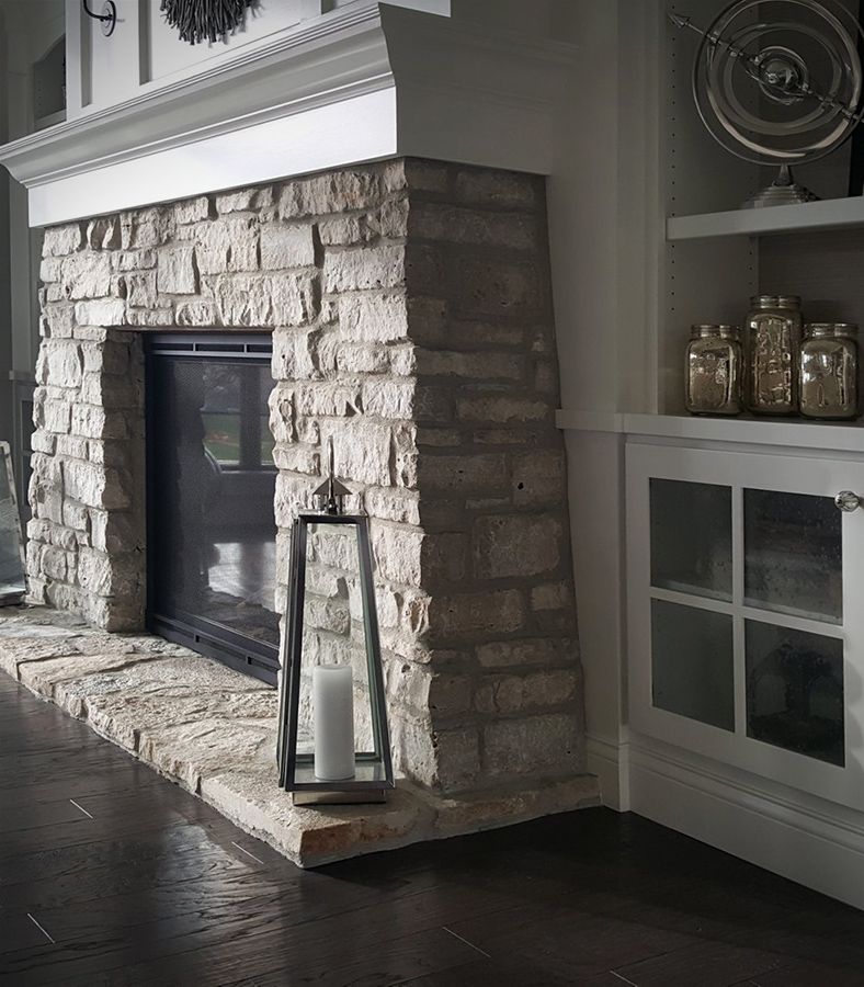 Cream City River Rock Ashlar Veneer Stone Fireplace in 2019 6250e da9d3bcbba3281d c