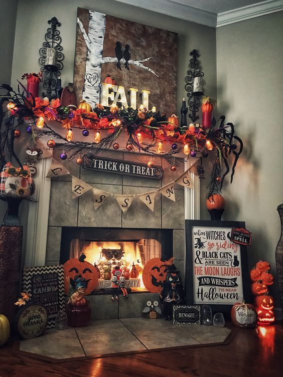 90 Halloween Mantel Decorating Ideas that will spruce up 0d31a51bc9daa0631b dea487ac