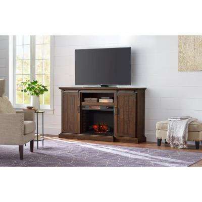 Faux Stone Fireplace Panels New Chastain 68 In Freestanding Media Console Electric Fireplace Tv Stand with Sliding Bar Door In Rustic Walnut