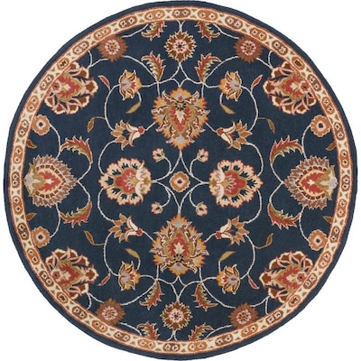 Surya Caesar 9 ft9 in Round Traditional Area Rug Navy at