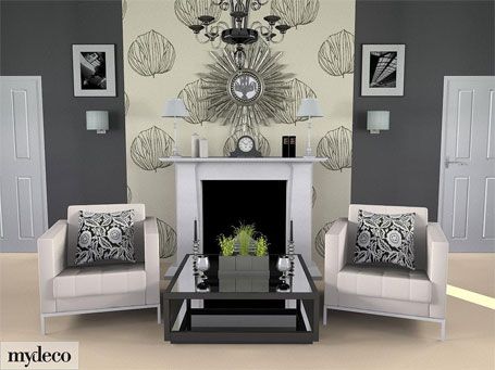 Fireplace Accent Walls Inspirational Grey Room Wallpaper Feature Wall with White Fireplace