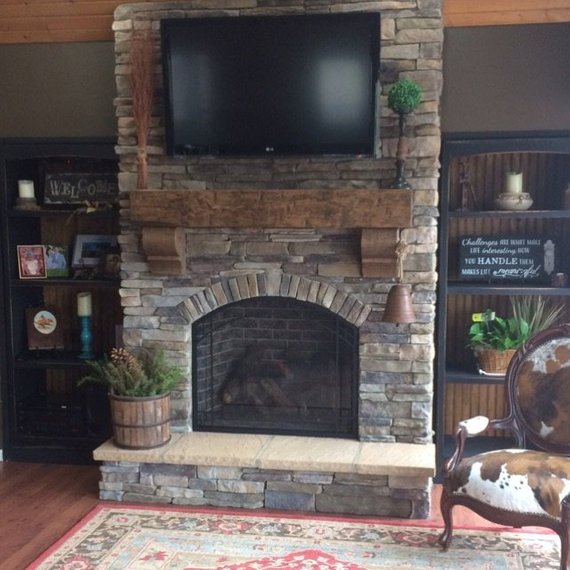 Fireplace and More Inspirational Fireplace Mantel 68" Chunky Rustic Hand Hewn solid Pine 8 by