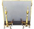Fireplace andirons Lovely 1940s Antique Brass Fireplace Screen & andirons 3 Pieces
