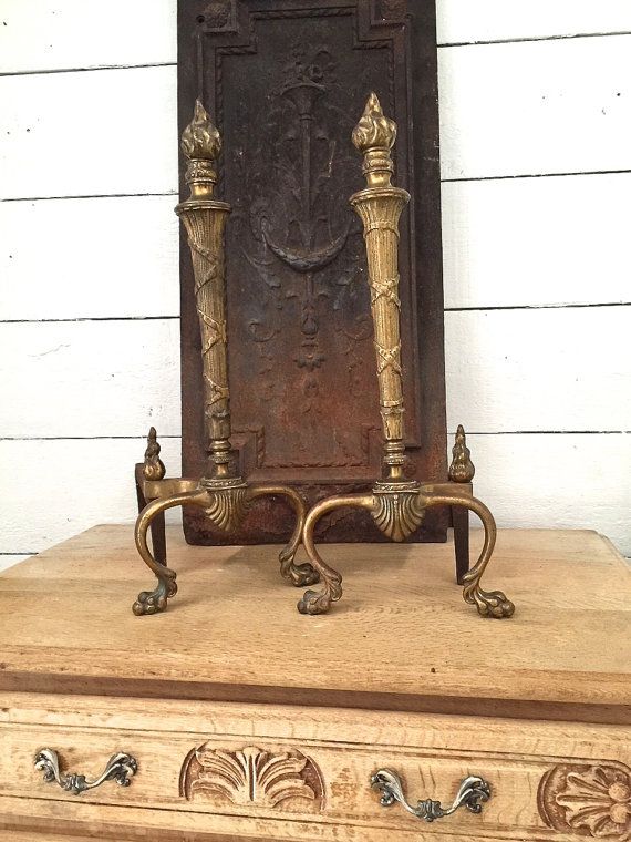 Fireplace andirons Luxury Antique French andirons Bronze andirons by