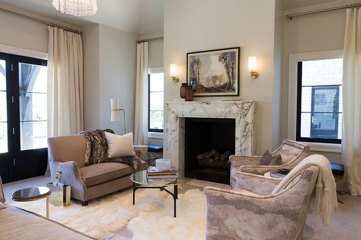 Fireplace Artwork Lovely Cream and Brown Living Room Boasts A Marble Fireplace Mantle