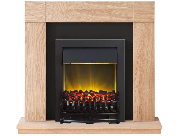 adam malmo fireplace suite in oak with blenheim electric fire in black 39 inch