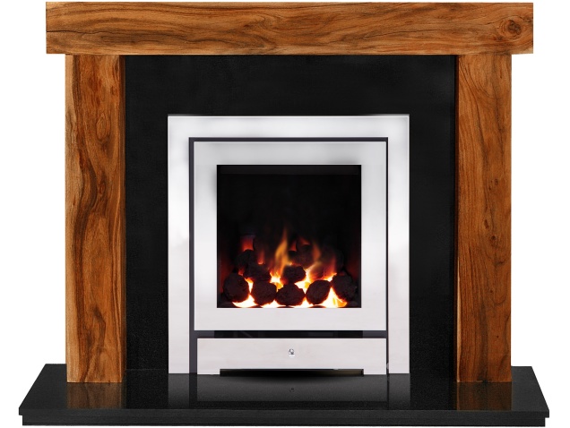 the fenchurch in acacia granite with crystal montana he gas fire in chrome 54 inch