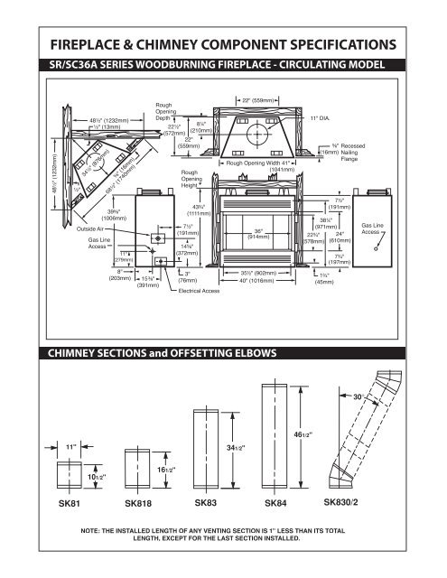 FIREPLACE & CHIMNEY PONENT SPECIFICATIONS fireplace and chimney ponent specifications