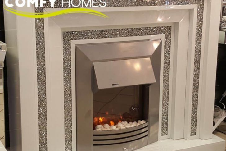 Fireplace Crystals Lovely Mirrored White Crushed Crystal Level Fireplace Milano