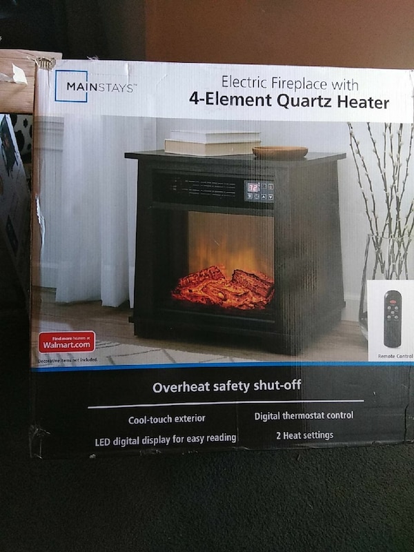 Fireplace Electric Heater New Black Mainstays Electric Fireplace with 4 Element Quartz Heater Box