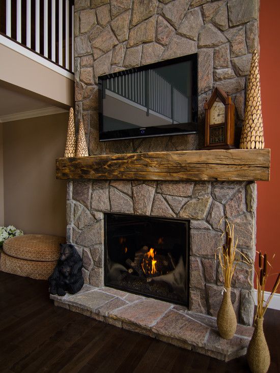 Fireplace Facing New Hand Hewn Century Old Barn Beam Mantel Design