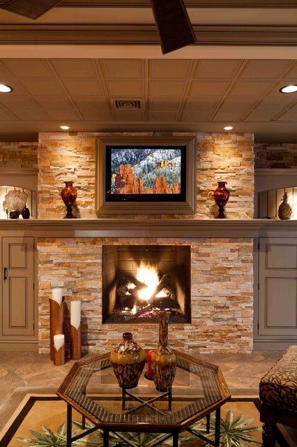 Fireplace Fan Beautiful Stone Wall with Tv Frame House Ideas