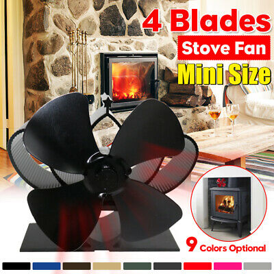 Heat Powered Wood Burning Stove Fan Burner Fireplace 5 Mini Silent 4 Blade s l400