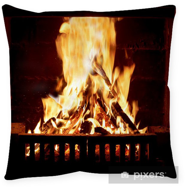 Burning fire in the fireplace Floor Pillow floor pillows burning fire in the fireplace