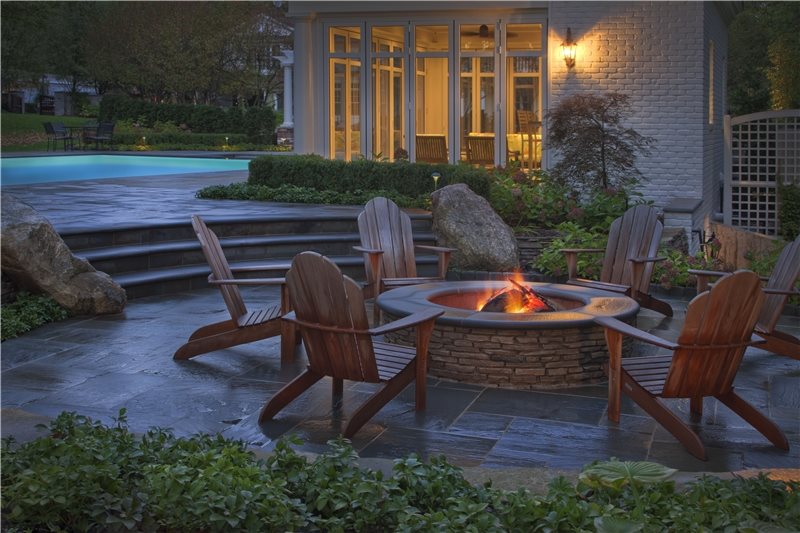 stone fire pit zaremba and pany landscape 1130