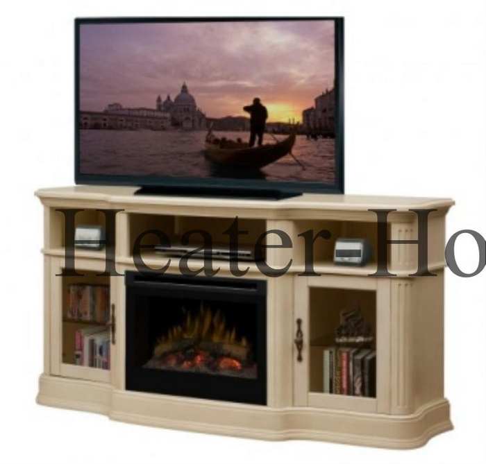 media console with electric fireplace