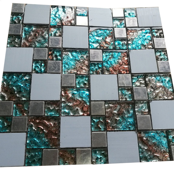 Fireplace Floor Tiles Beautiful 2019 European Style Stainless Steel and Blue Brown Foil Crystal Glass Mosaic Tile for Kitchen Backsplash Fireplace Living Room sofa Backdrop From