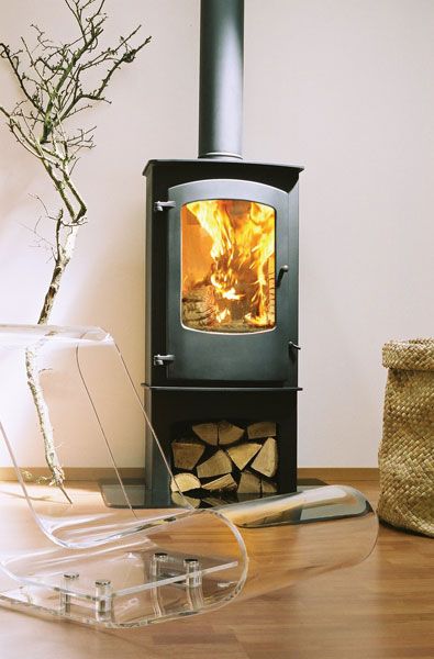 Stove with vertical flu and wood store Log Home 0dd ea e44b57cdff8f