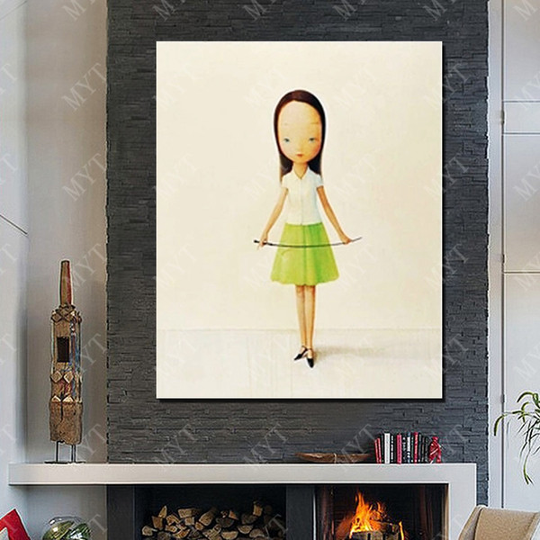 Fireplace Framing Luxury 2018 Cartoon Wall Art Painting Hand Made Modern Girl Oil Painting Bedroom Wall Decor High Quality Oil Painting Canvas No Framed From