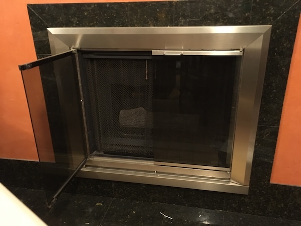 Fireplace Glass Screen Elegant Nickel Steel Fireplace W Smoked Glass Doors