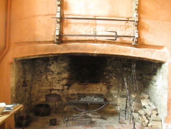 great fireplace in kitchen