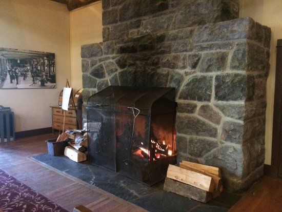 Lobby fireplace Picture of Paradise Inn at Mount Rainier lobby fireplace