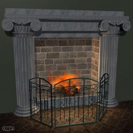 Fireplace Iron Grate New Fireplace with Grate 3d Model Cgstudio