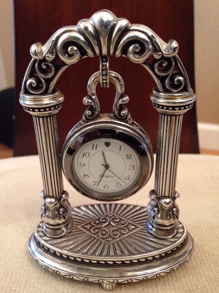 BRIGHTON Desk Clock Silvertone Brighton be0d9b8a88eaadbbd9ae15d4a