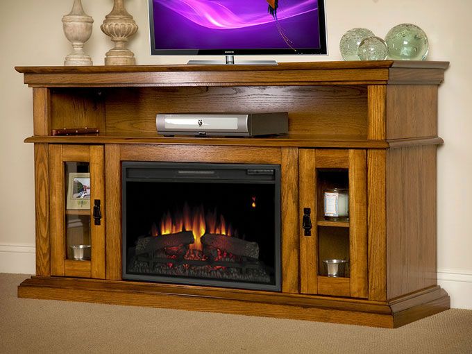 Brookfield 26" Premium Oak Media Console Electric Fireplace 0d0dcd376c0f b959f705a3557