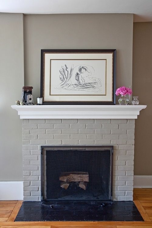 Colors To Paint Brick Fireplaces 8dab2f71aeefe526c60ea18f27ad1b02 white mantle grey and white fireplace