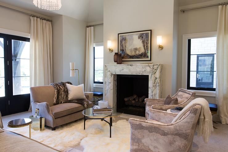 Fireplace Sconces Fresh Cream and Brown Living Room Boasts A Marble Fireplace Mantle