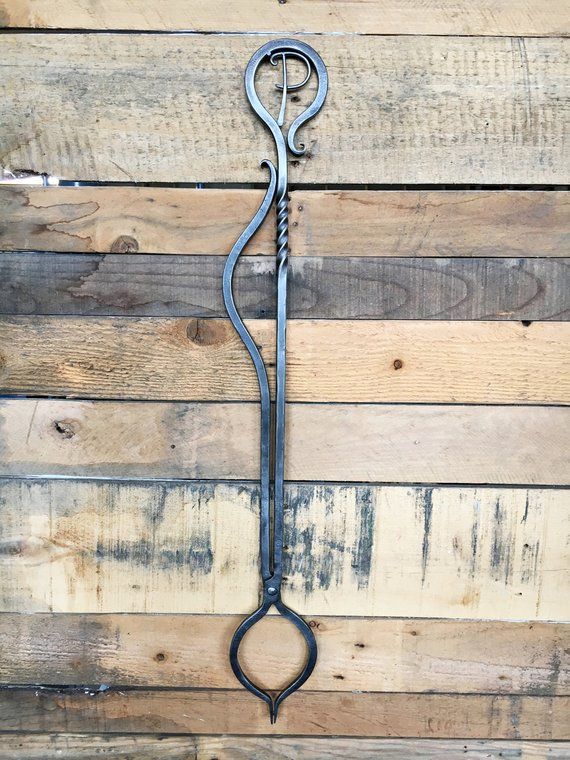 Fireplace Screens and tools Unique 27" Personalized Fire tongs Indoor Fire tools Hand forged