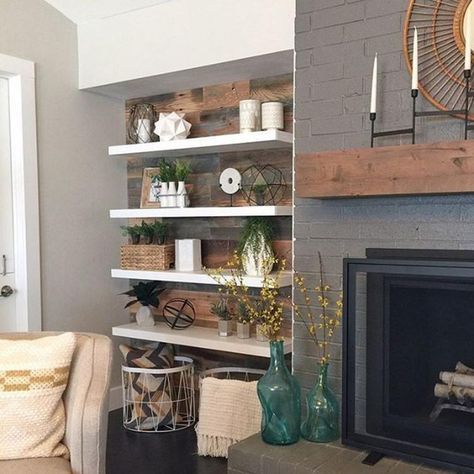 Fireplace Shelving New 30 Living Room Farmhouse Style Decorating Ideas