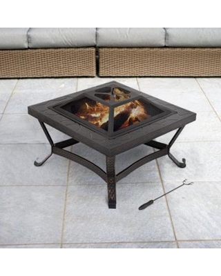 outdoor fire pit square firepit metal fire bowl fireplace backyard patio garden stove with spark screen and safety