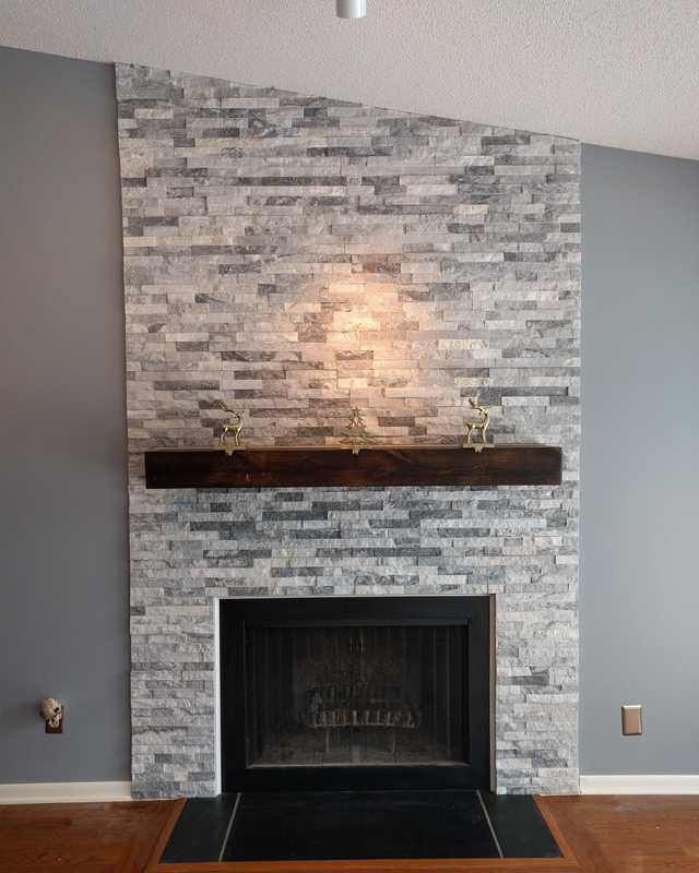 I Built a stacked stone fireplace surround 75b2f6543e2d279b2dad763fe0bf2e01