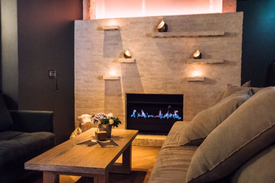 fireplace in restaurant