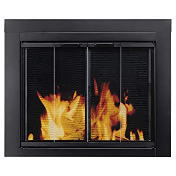 Pleasant Hearth AT 1000 Ascot Fireplace Glass Door Black Small 81JkpIykn0L SY355